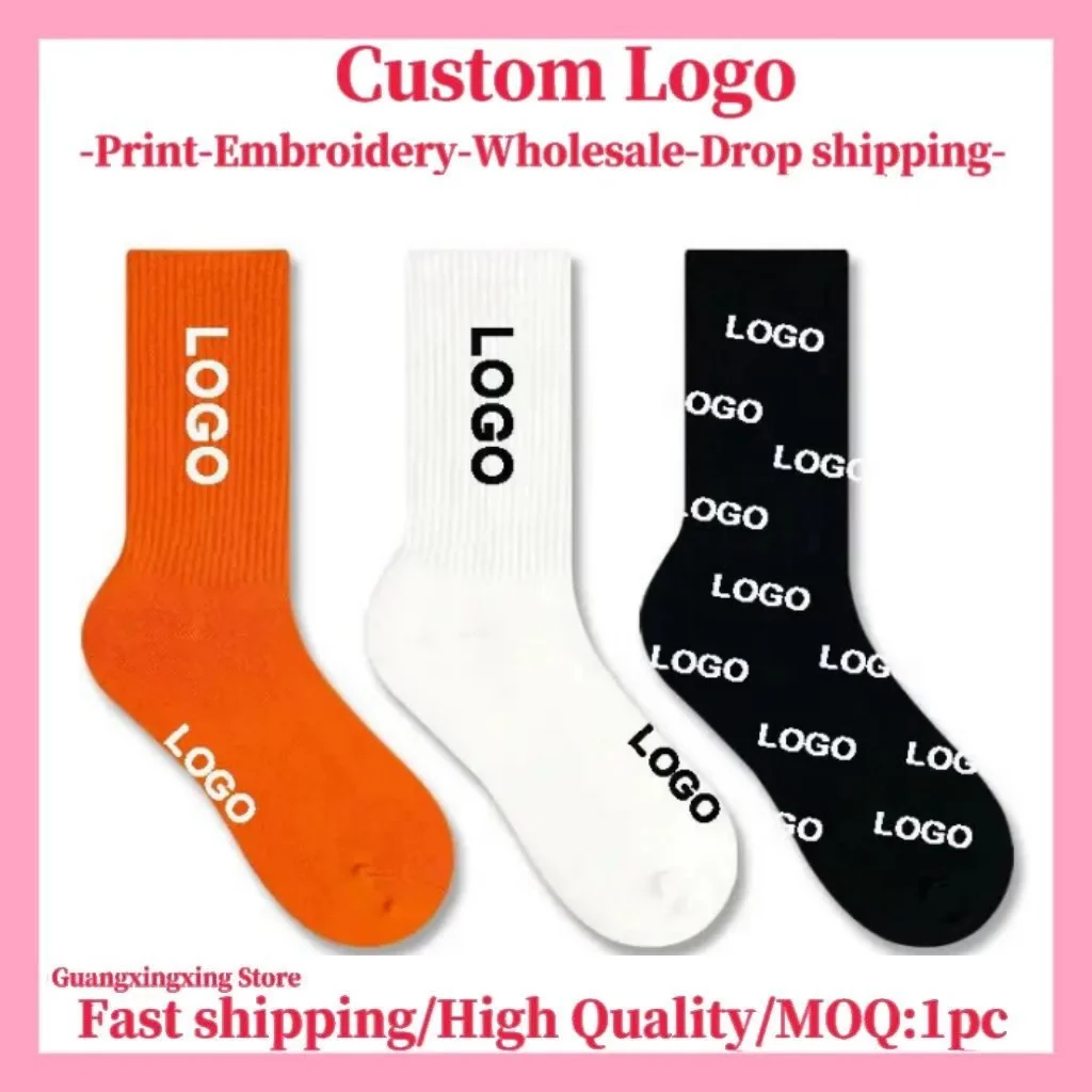 Calcetines personalizados para hombre y mujer, se pueden personalizar con logotipo impreso, bordado, calcetines tipo náuticos y medias.