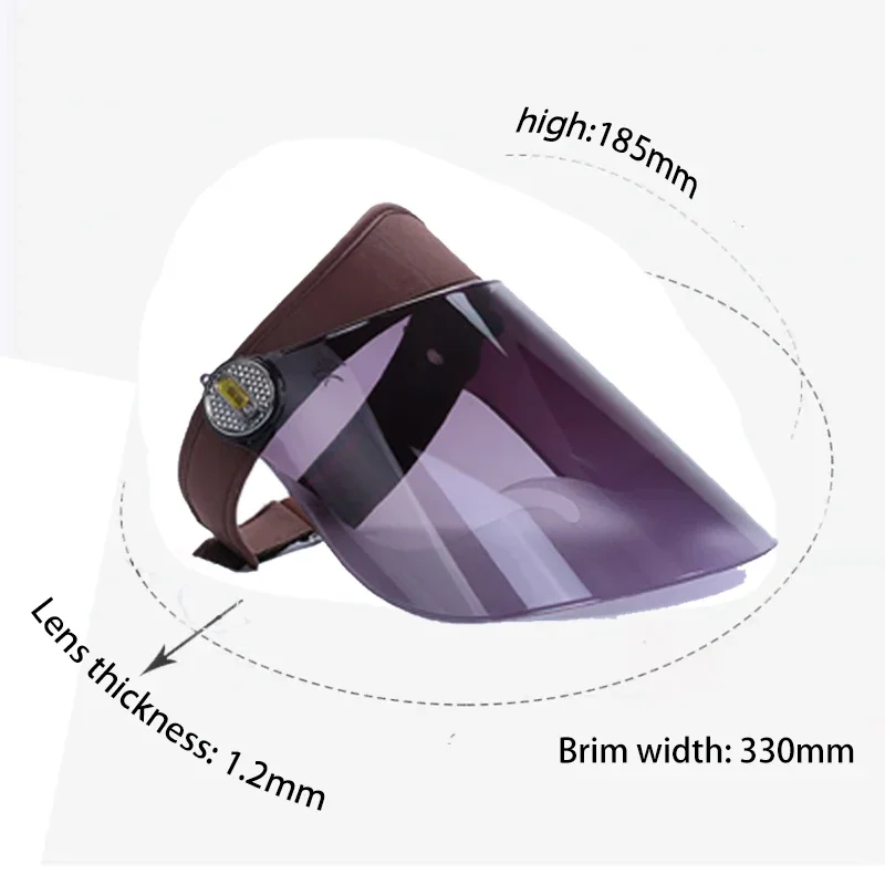 Sun Protection Summer Woman Hat Unisex Long Shield with Purple Lens Wide Brim Hat PVC Outdoor Sport Dust-proof Waterproof Visors