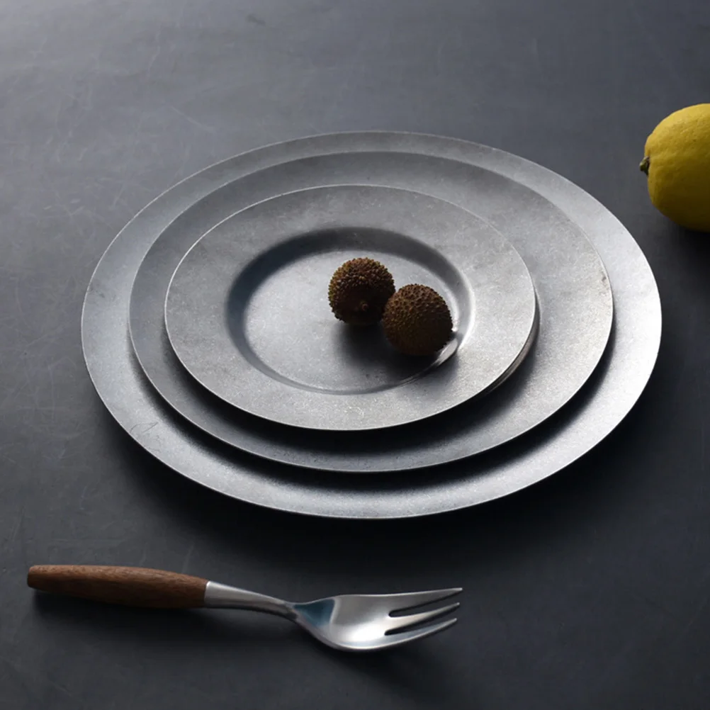 

Dessert Plate Tinplate Cookie Jar Restaurant Clear Vintage Decor Round Food Low Price Cake