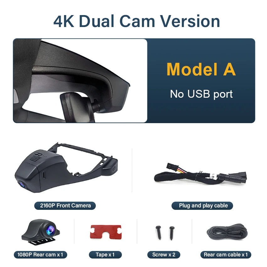 Plug and play 4K Dash Cam voor VW Volkswagen ID.4,Audi Q4 e-tron,Cupra Tavascan, WiFi Auto DVR Camera met Nachtzicht, OEM Stijl