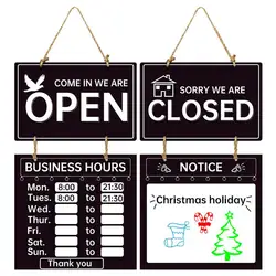 Double Sided Store Hours Sign Open And Closed Sign With Hours Decorative Welcome Boards Business Hours Sign For Store Shop Gym