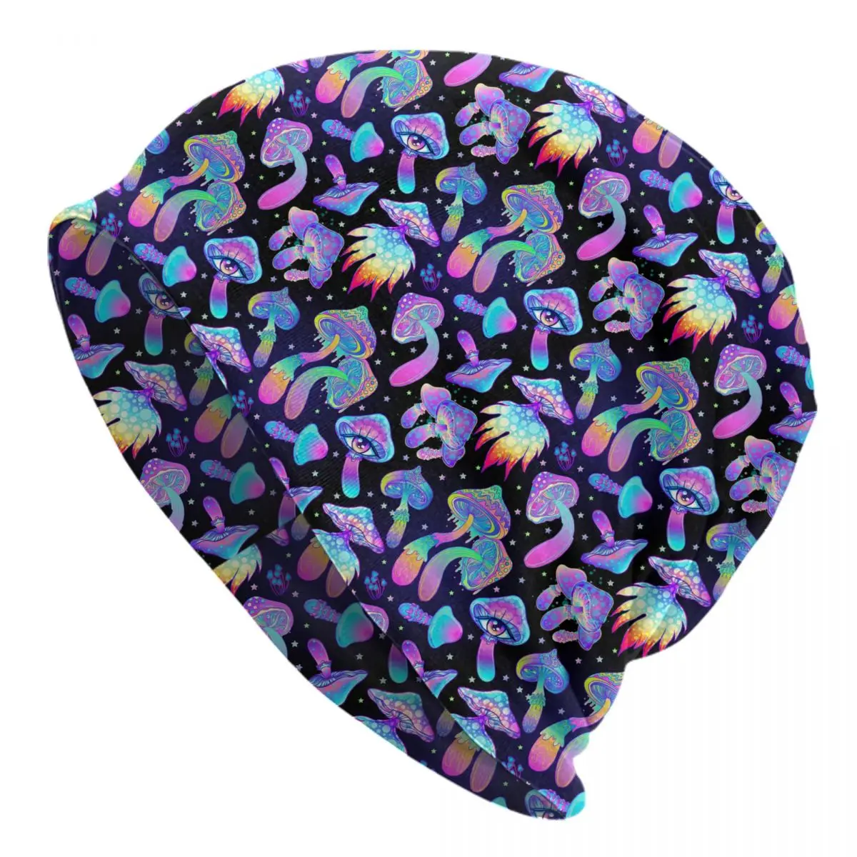 Magic Mushroom Trippy Psychedelic Neon Pastel Goth Skullies Beanies Caps Winter Warm Knitted Hat Adult Bonnet Hats Ski Cap