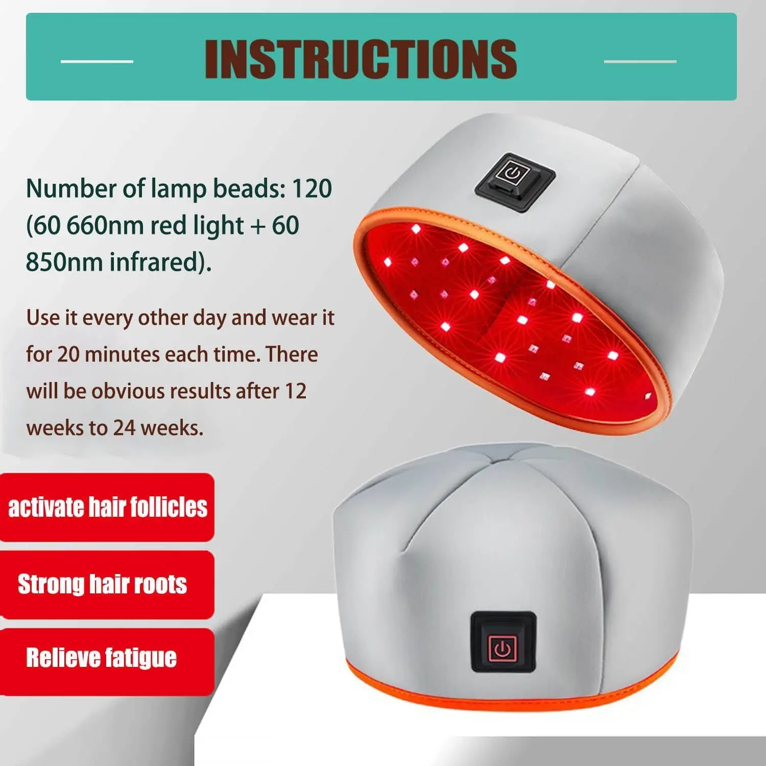 Red light & Near Infrared Therapy Caps for Hair Growth Red Light Hair Care Hair Care Caps LED Hat Helmet Device Head relaxation
