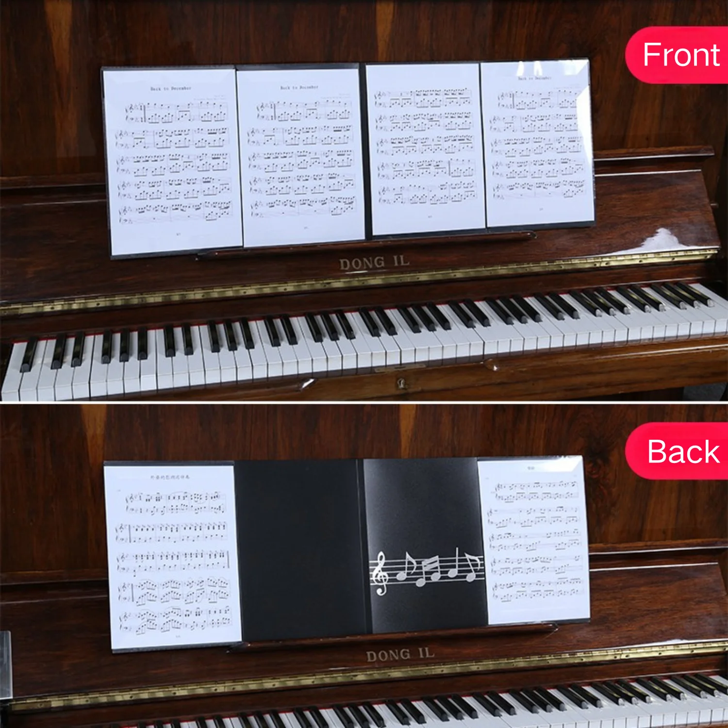 Premium Klavier-Notenklammer im A4-Format, Dreifach Faltbar, Sechs Seiten Kapazität, Langlebig und Leicht, Perfekt für Musiker – Detail 7