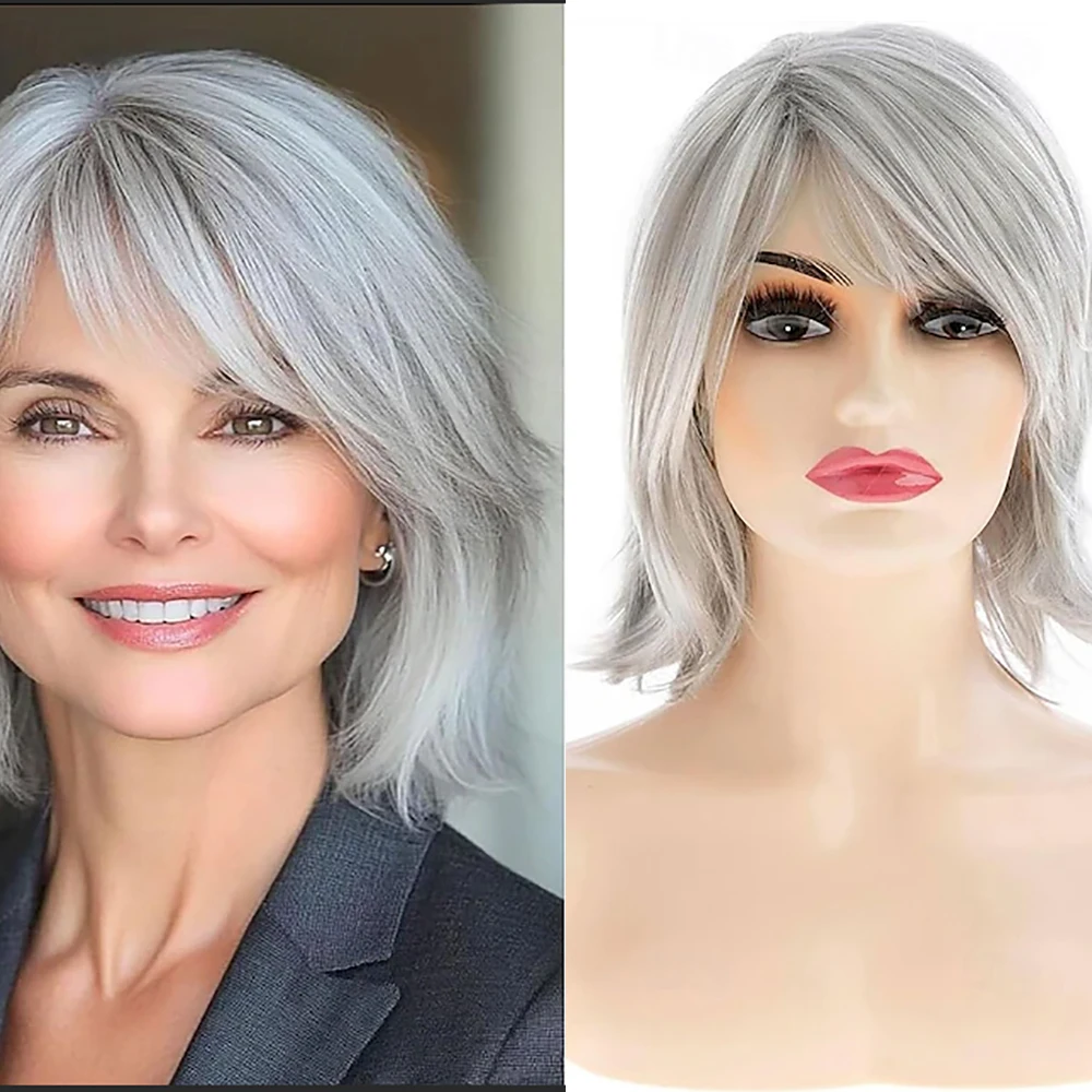 

HAIRJOY Synthetic Hair Wig Short Grey Wig for Women