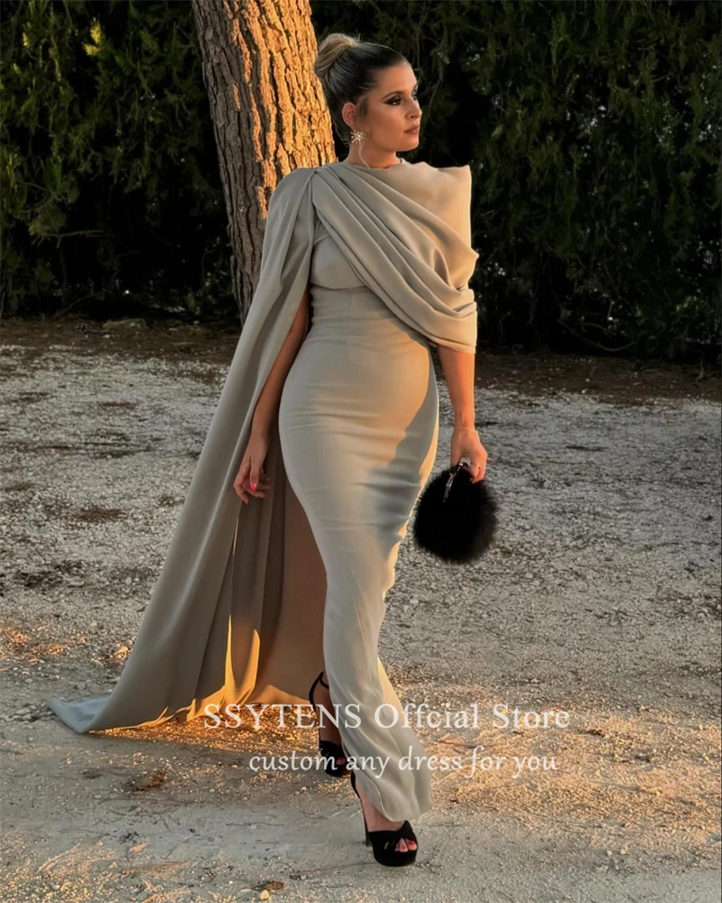 SSYTENS Modern One Shoulder Mermaid Prom Dresses Long Sleeves Draped Pleats Event Dress Formal Party Evening Gowns فساتين سهرة