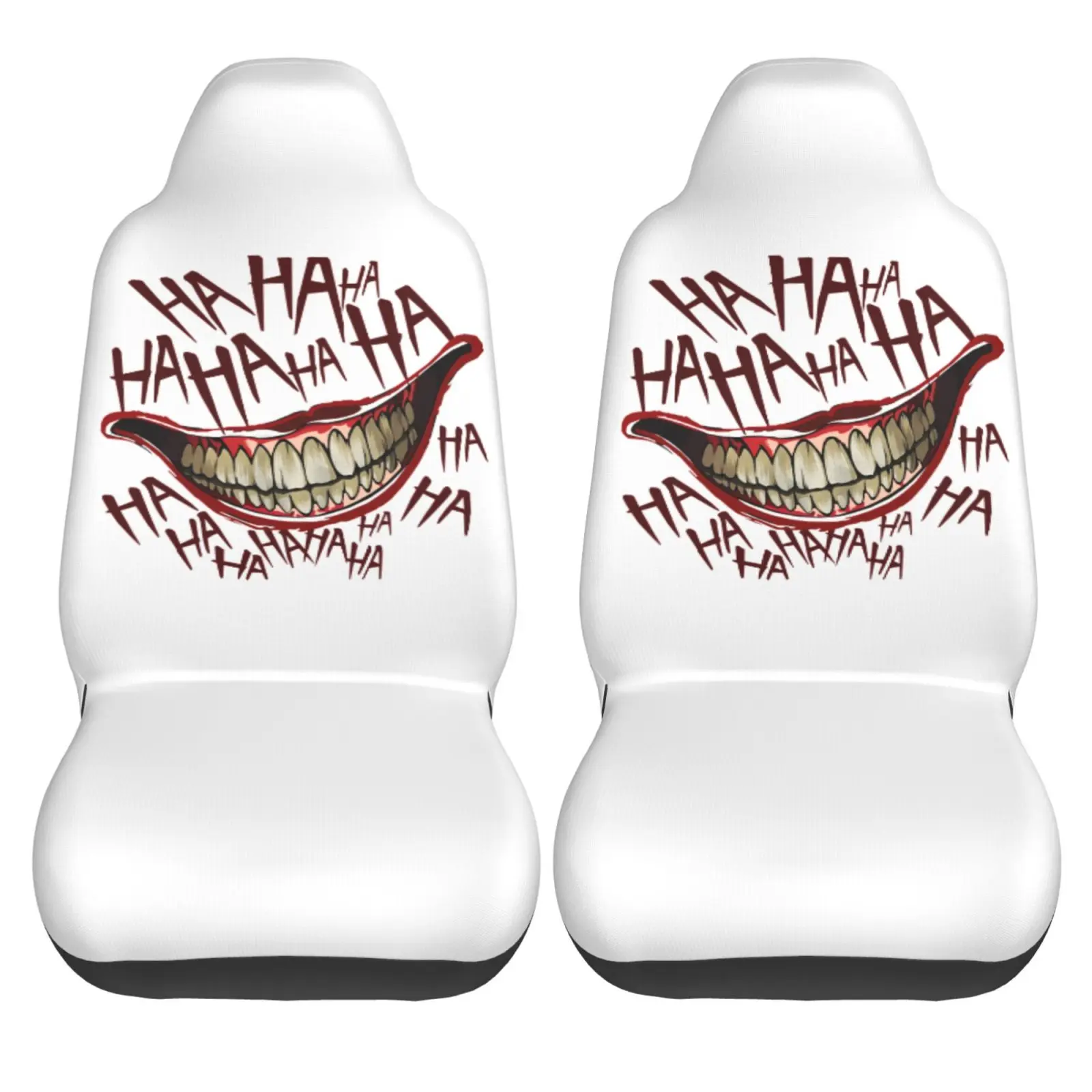 Hahaha Joker Laughs Print Car Seat Covers Set for Womens 2pcs Auto Front Seat Protector Universal Car Interior Accessories Full