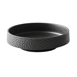 Anti-scratch Ceramic Salad Deep Plate Retro Rice Bowl Hammer Pattern Shallow Mouth Pasta Plate Western Restaurant Tableware