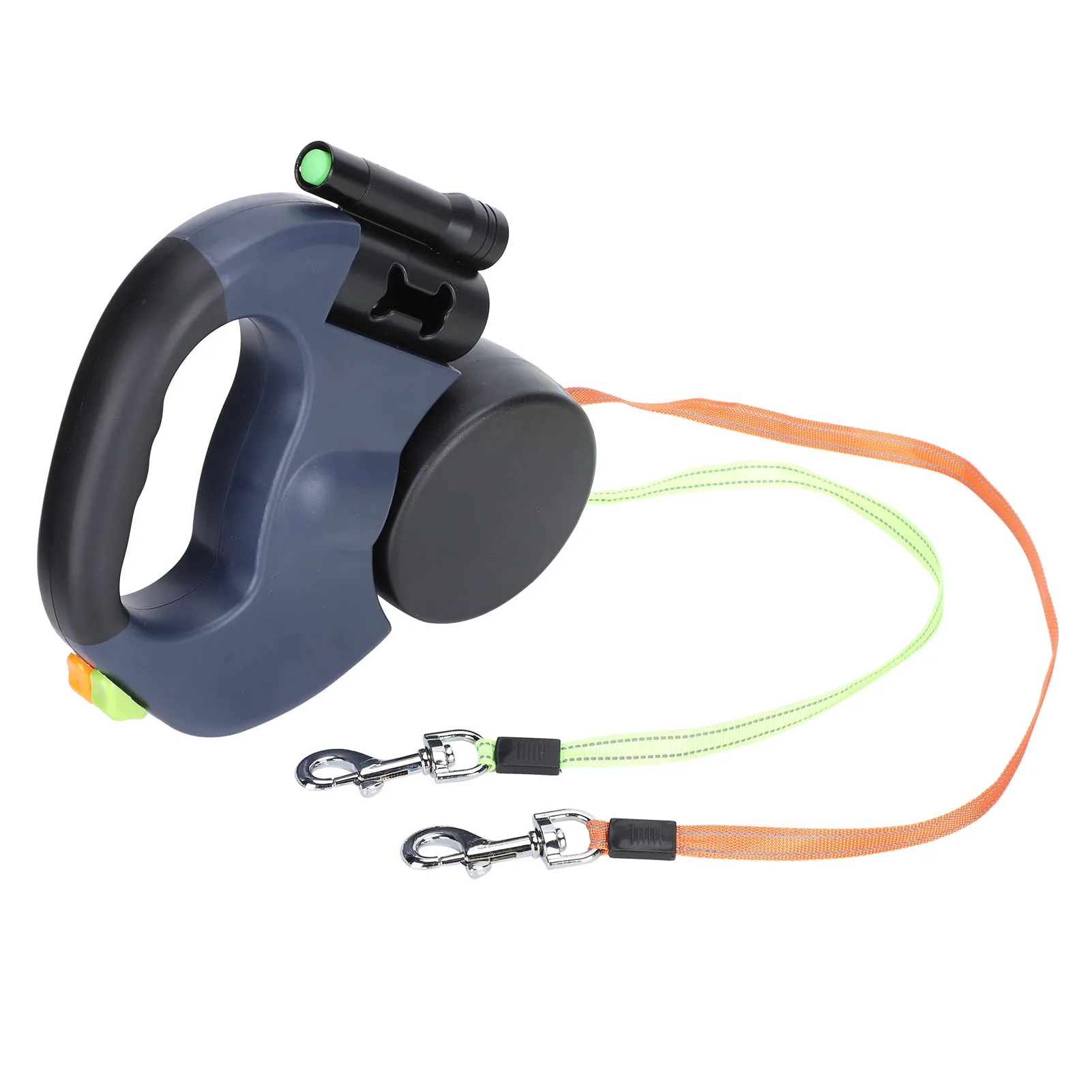 ZK40 Dual Pet Walking Leash สายจูงสุนัขแบบยืดหดได้ 360 °   หมุนด้วยไฟฉาย LED