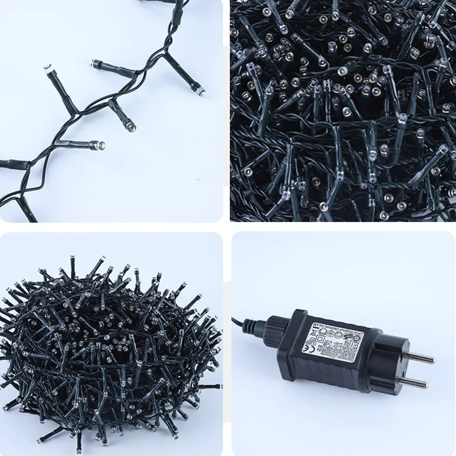 1000/1500 LED Firecracker String Light Outdoor LED Cluster Garland Fairy Lights 8 Modes Waterproof For Christmas Wedding Decor