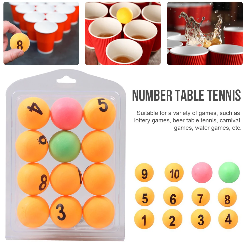 12PCS Color Number Table Tennis Professional Ping-Pong Ball Numbered Beer Pong Raffle Ball For Table Tennis Training Games 40MM