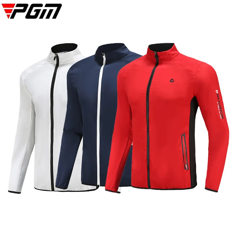 

PGM Men Windproof Waterproof Golf Jacket Male Long Sleeve Golf Coat with Pocket Stand Collar Full Zipper Sports Windbreaker