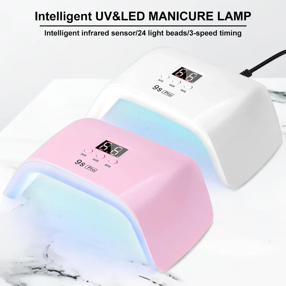 Mini secador de uñas portátil, lámpara de manicura UV de 24 LED, para uso doméstico, para secado de esmalte de uñas con Cable USB