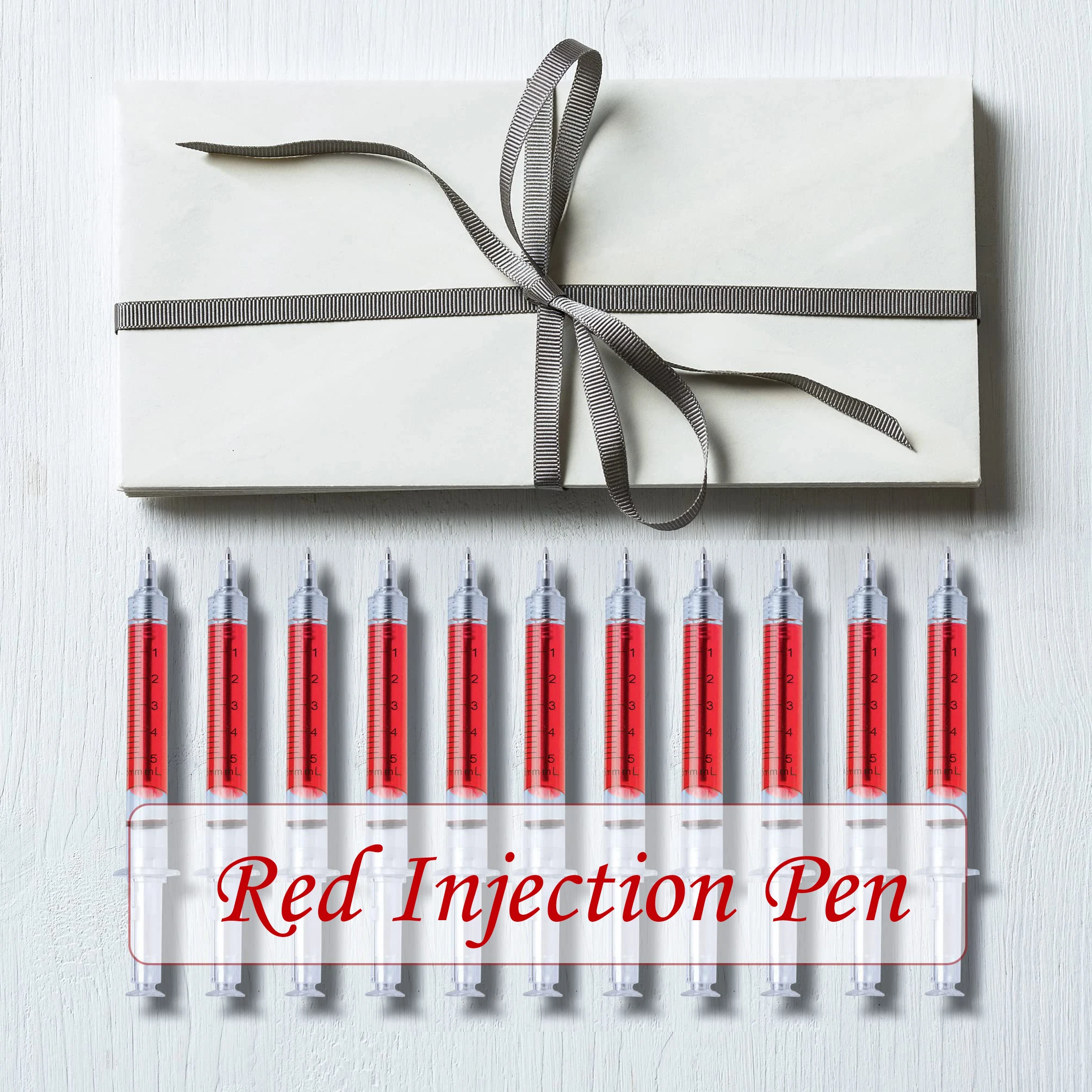 12Pcs Red Injection Type Ball Point Pen Doctor Nurse Gift Liquid Pen Color Red Blue Transmission Syringe Pens