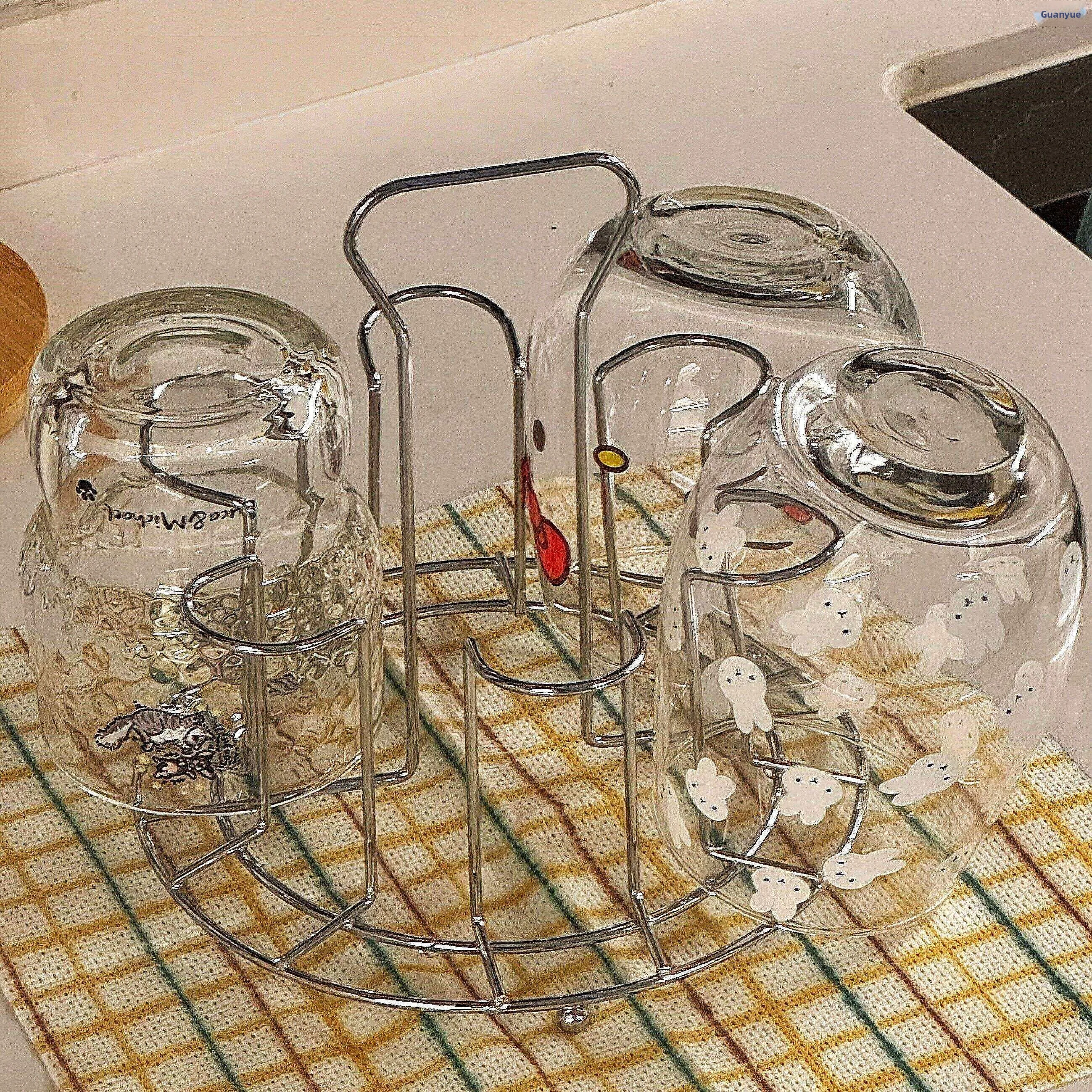 

Stainless Steel Glass Cup Drain Rack Storage Holder for Kitchen And Living Room Inverted Water Control Home Organization