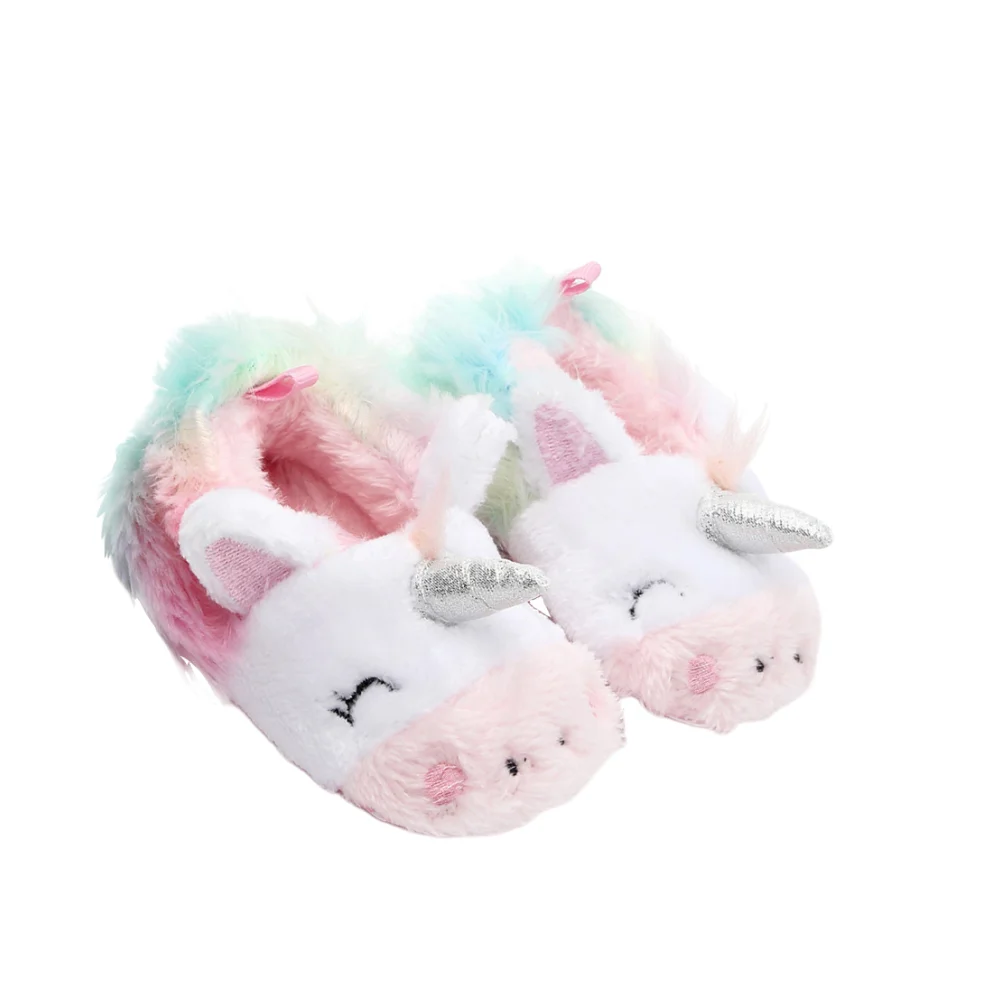 Baby Indoor Warm Cotton Shoes Autumn Winter Toddler Shoes for Babies Aged from 0 to 1 Years Old (Colorful Unicorn 10cm)