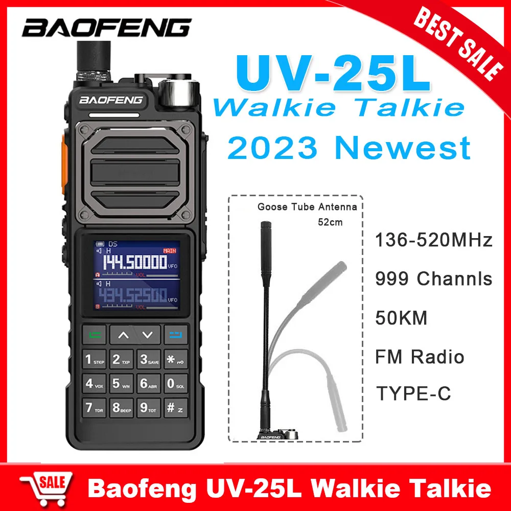 

BAOFENG UV-25L Walkie Talkie High Power 50KM 136-520MHz Outdoor Portable Two Way Radios 999 Channels 2023 New Arrival Interphone