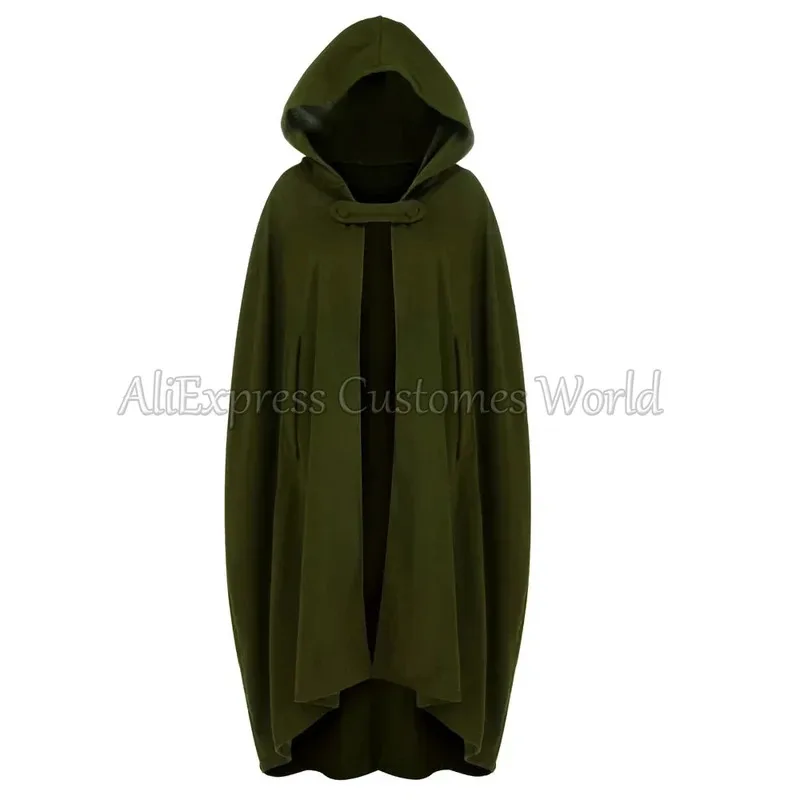 Gothic Vintage Green Cloak Cosplay Costumes Medieval Punk Coats Renaissance Robe Cashmere Cape Jacket Women Party Ponchos Winter