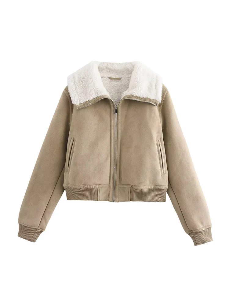 

European-style new women's fashionable, versatile, elegant, simple lapel, long-sleeved, ribbed hem, double-sided jacket.