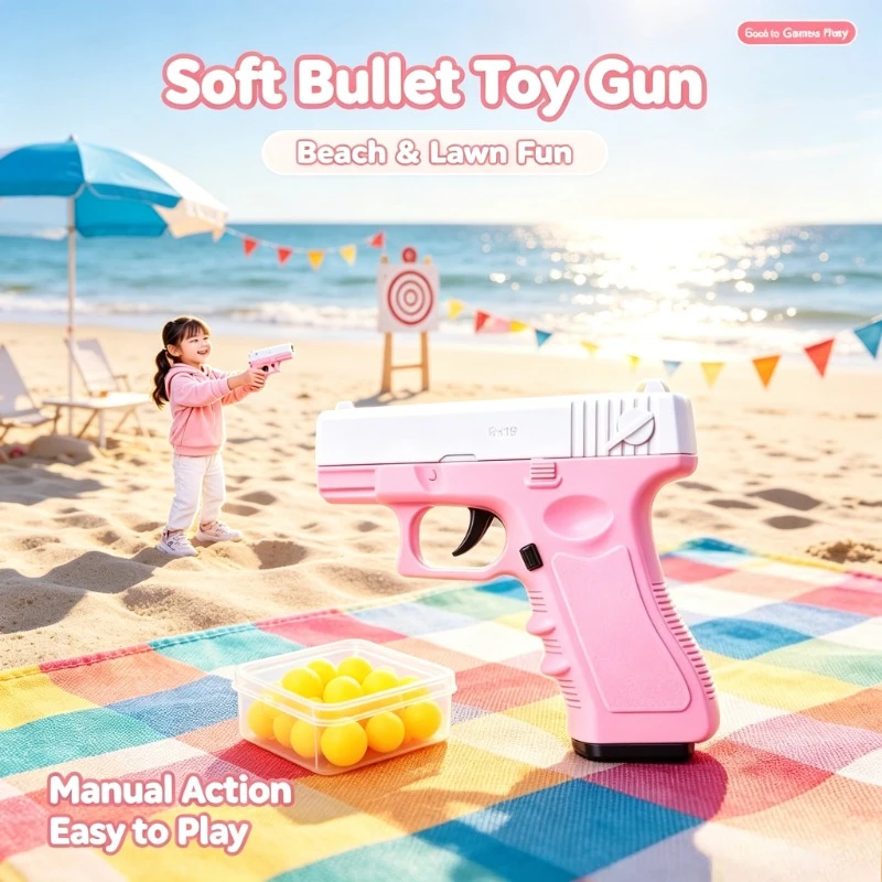 G17 Manual Soft Dart Play Model, Laser Module & Bottom Magazine, Durable Outdoor Fun Toy for Children’s Gift