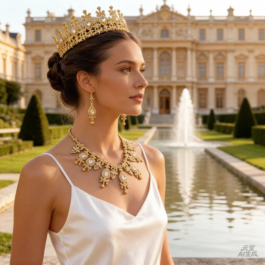 Bracelet Ring Crown Moroccan-Style Kaftan Bridal Bijou Dress Jewelry Set Drop Crystal Necklace Earrings