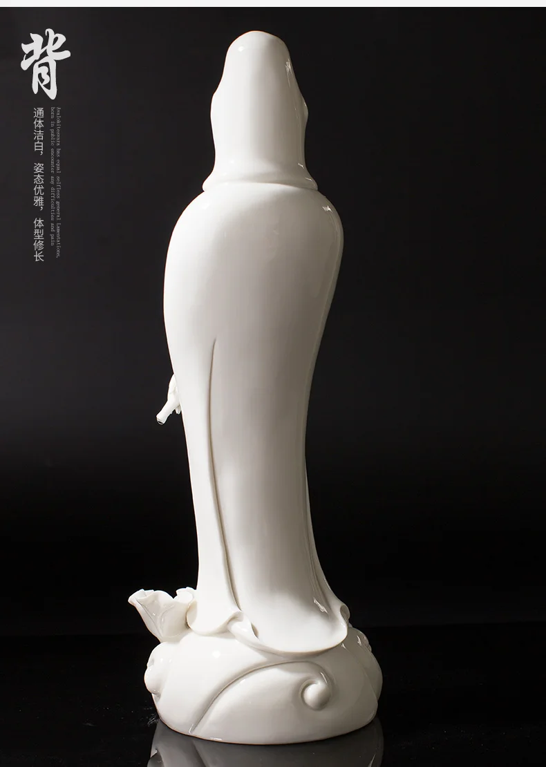 44CM Large  ASIA HOME efficacious Talisman Family Protection Bless safety handmade TOP white Chinaware GUAN YIN Buddha statue