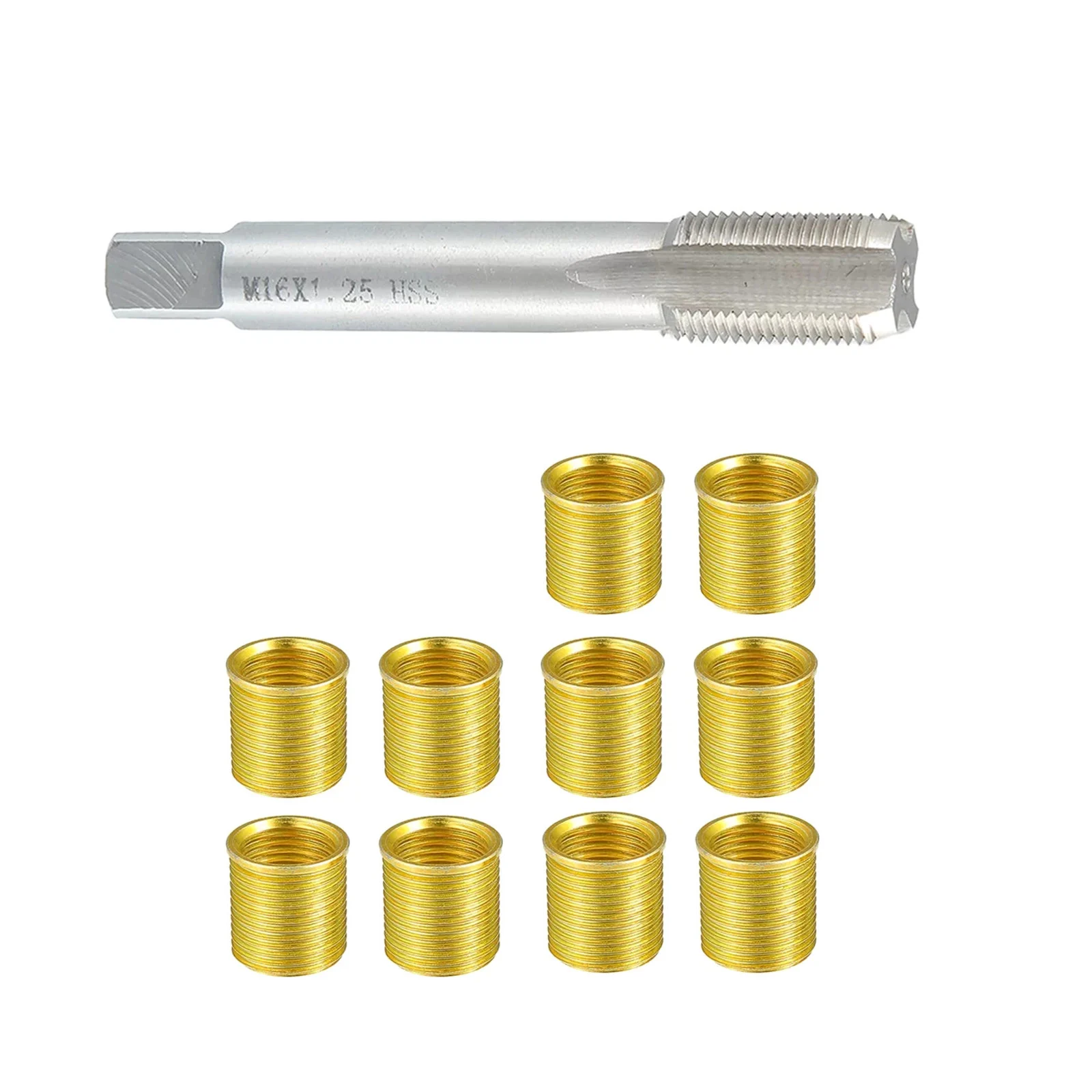 10Pcs Spark Plug Thread Repair Tools M10x1.0 / M14x1.25 With 1Pc Tap Set Car Accessories Hardware Kit Thread Repair Tap Tool Set