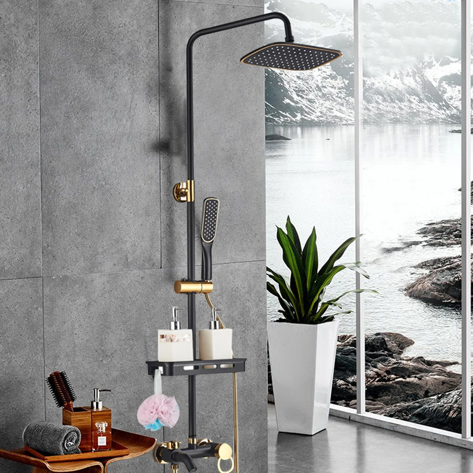 Bathroom Shower Full Set  Shower Set Bathroom Hot Cold Mixer Black Shower System Bathtub Wall Mount SPA Bath Faucets Tap