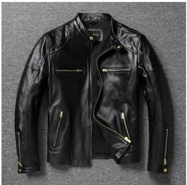 LNY!Wholesales.2023 Brand new Single Rider real leather jacket.Men Tea core horsehide coat.Vintage style leather Plus wear