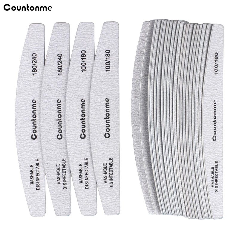 10Pcs/20Pcs Professional Wooden Nail Files 180/240 Buffer 100/180 Grey Boat Wood Sandpaper Block Gel Polisher Sanding Nail Files