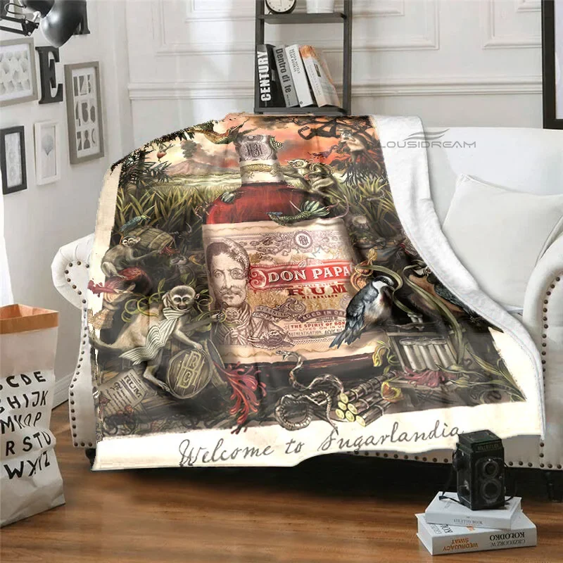 Don Papa Rum Wine Art Patterns Blanket Animals Flannel Blanket Cosy Lazy Couch Cover Blanket Super Soft Sheet Mattresses