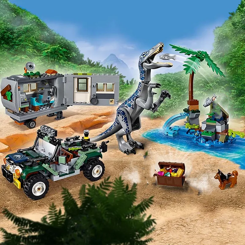 Jurassic Series Building Blocks Baryonyx Face-Off: The Treasure Hunt Children's Gifts Assembled Dinosaur Toys