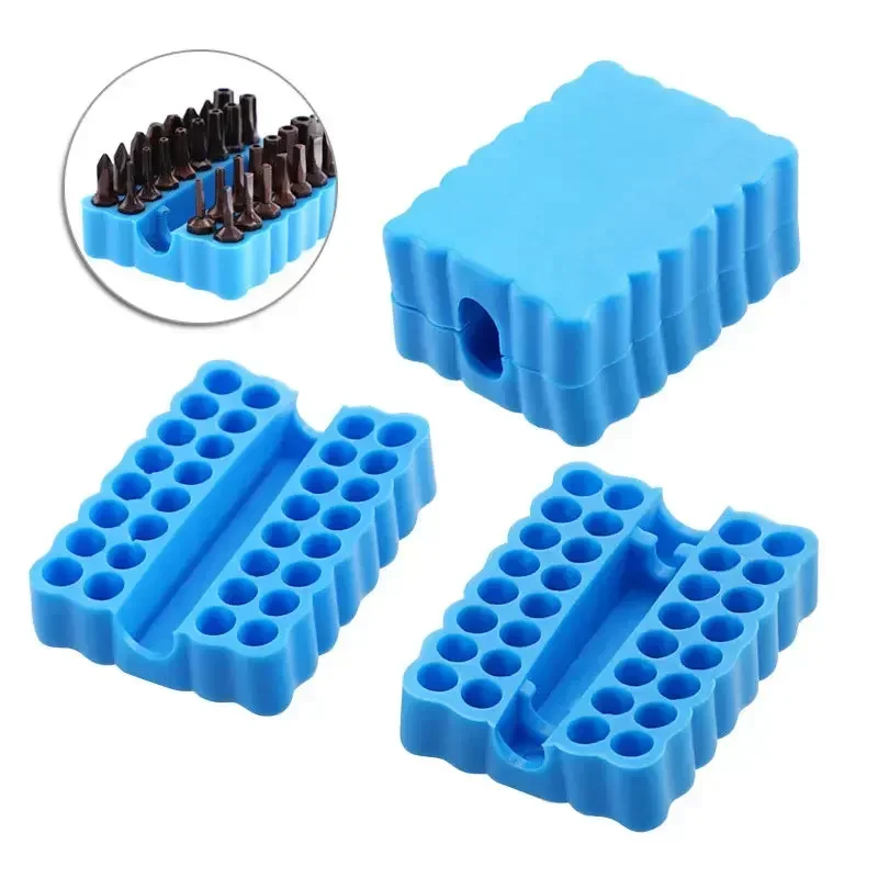 Storage Hex Holder Organizer Bits Drill Bit Screwdriver Blue 6.35mm Case Holes For 32 Plastic Bit Holder Shank Box Head Screw