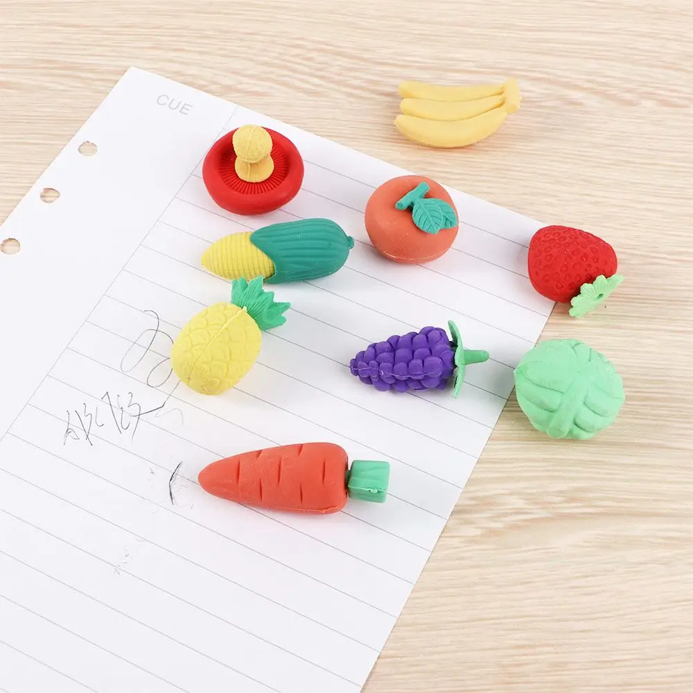 Supplies School Supplies Colorful Non-Toxic Novelty Erasers Removable Vegetables Puzzle Erasers Mini Fruits Pencil Erasers