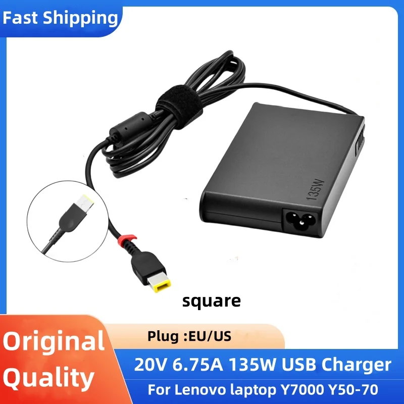 Laptop Adapter 135W 20V 6.75A USB Notebook Charger for Lenovo T440p Y50-70 R720 Y700 T540p P51 P52 S5 ADL135NLC3A Power Supply