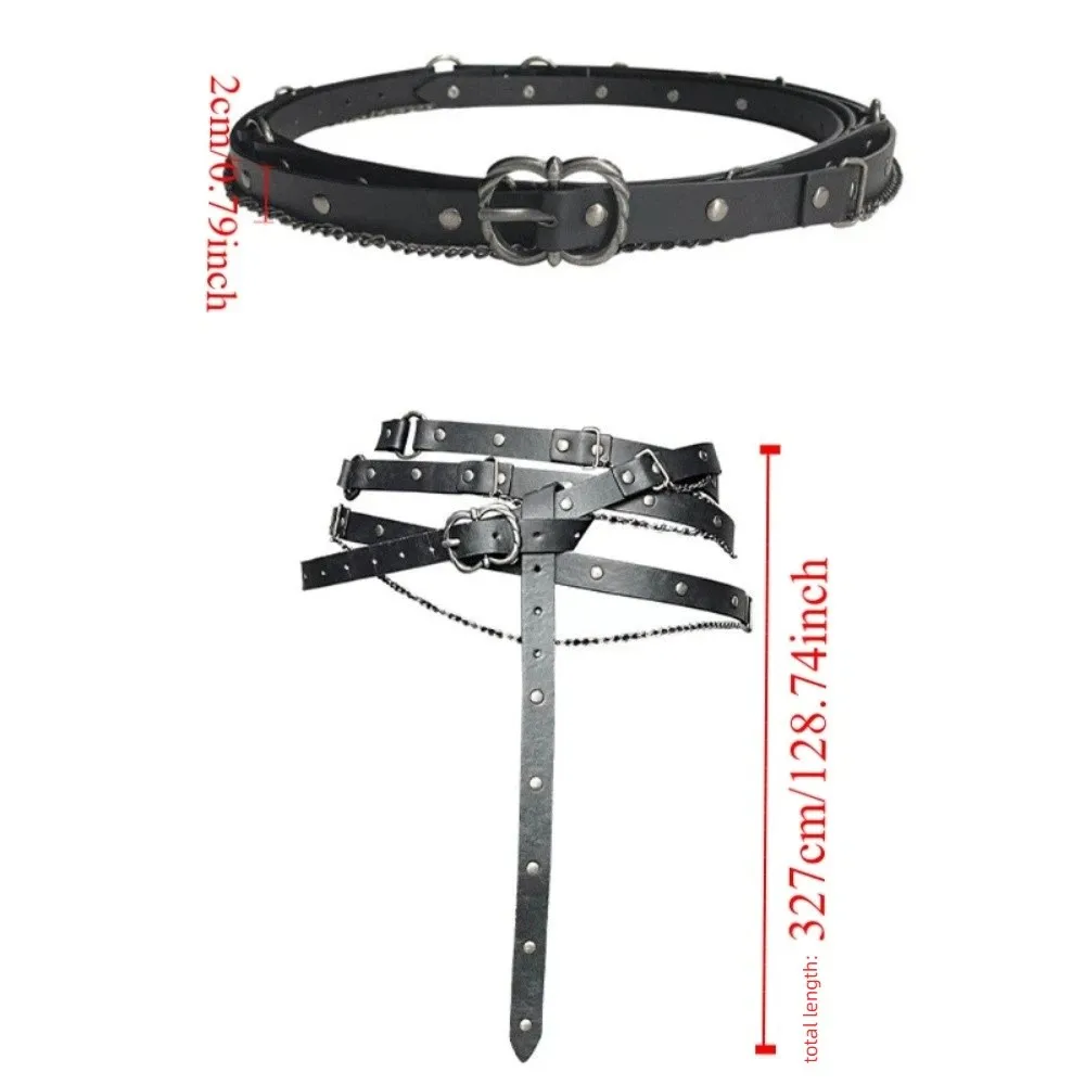 Cinturón Medieval ajustable de piel sintética DIY, cinturones finos multicapa vikingos, hebilla de Metal Vintage, cinturón de cadena, traje