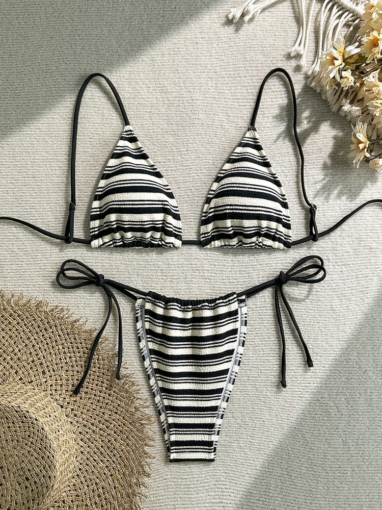 

2026 New Women Sexy Striped String Bikini Set Female Summer Beach Vacation Two-piece Swimsuit