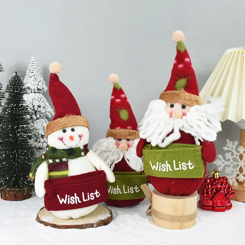 

1pcs Christmas Wish List Doll New Year Desktop Decoration New Year Party Kids Gift Santa Claus Snowman Home Decoration Supplies