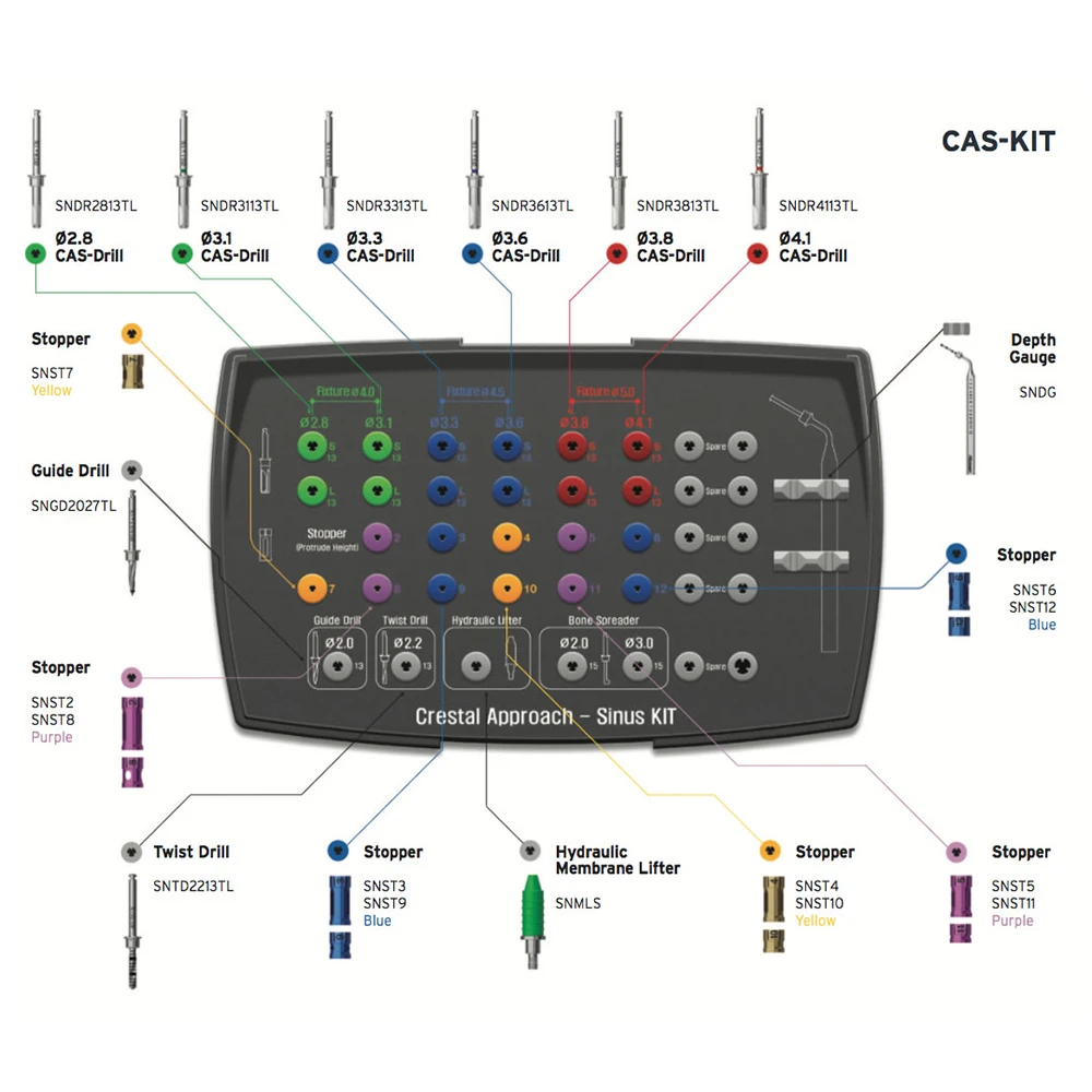 Dental Implant Crestal Approach Sinus Tools Osstem CAS Kit