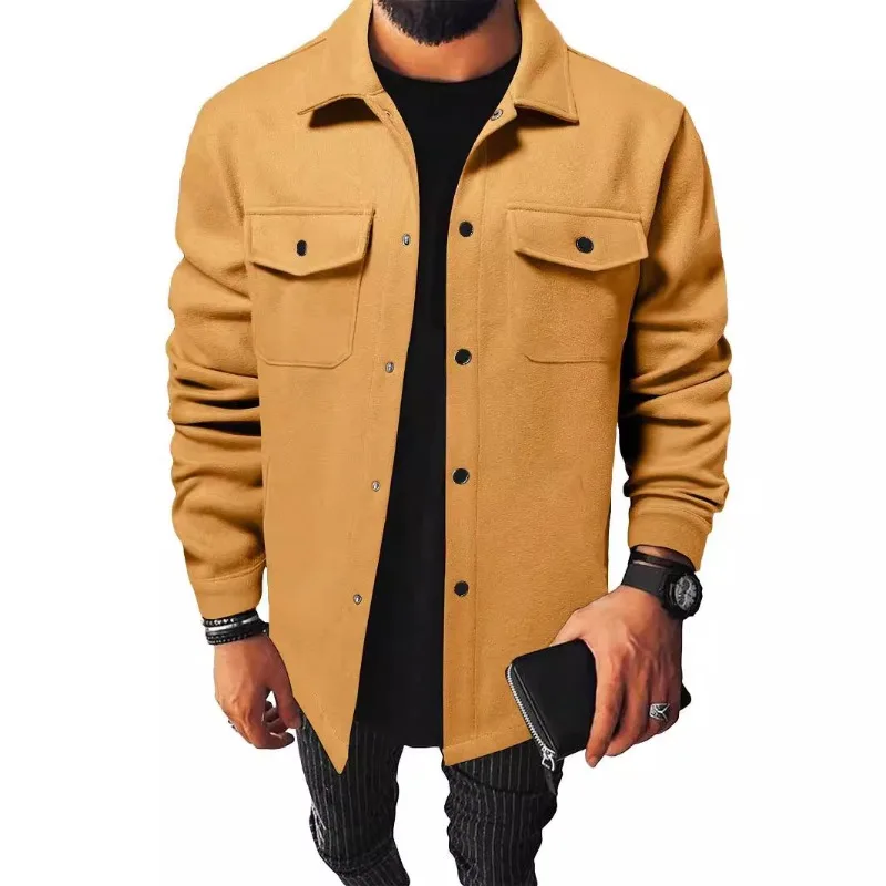 

New Men's Clothing Youth Casual Men's Shirts in Stock Brushed Tops Men's Clothing Men's Shirts Solid Color Versatile Business