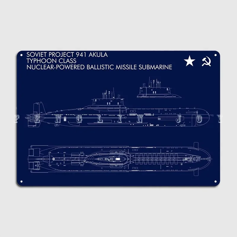 Soviet Typhoon Submarine Metal Sign Cinema Kitchen Cave Pub Printing Plaques Tin Sign Posters