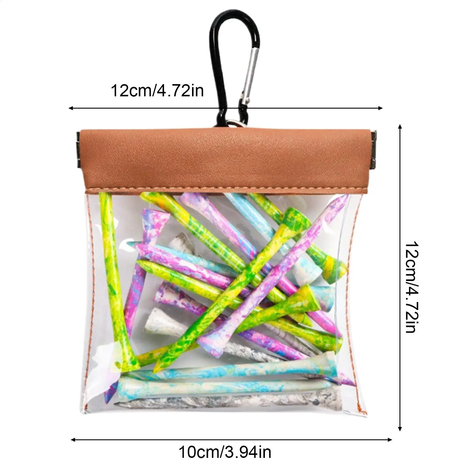 Clear Self-Closing Golf Tee Bag Golfer Accessory Organizer Portable Golf Tee Storage Bag for Driving Range Backyard