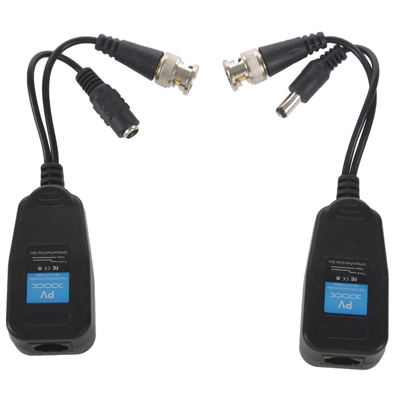 HD-CVI/Tvi/Ahd Passieve Video Balun Met Power Connector En Rj45 Cat5 Data Zender 8 Pair