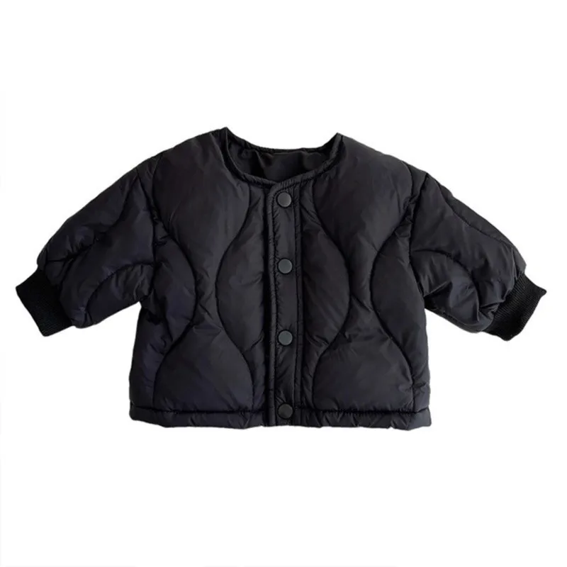 Solid color wavy padded coat for babies in winter