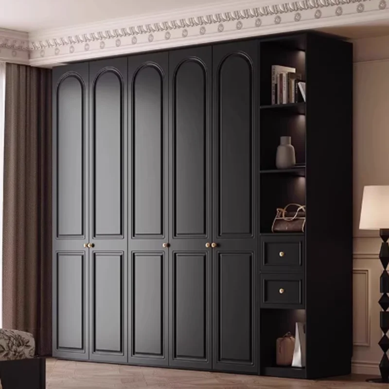 

Luxury Designs Wardrobe Essential Wooden Simple Black Cabinet Wardrobe Bedroom Modern Tall Szafa Na Ubrania House Furniture