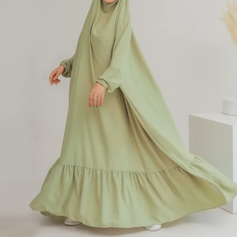 Robe abaya pour le ramadan islamique, robe monochrome pour femmes, robe longue décontractée et chaude, vêtements d'automne et d'hiver, 2021