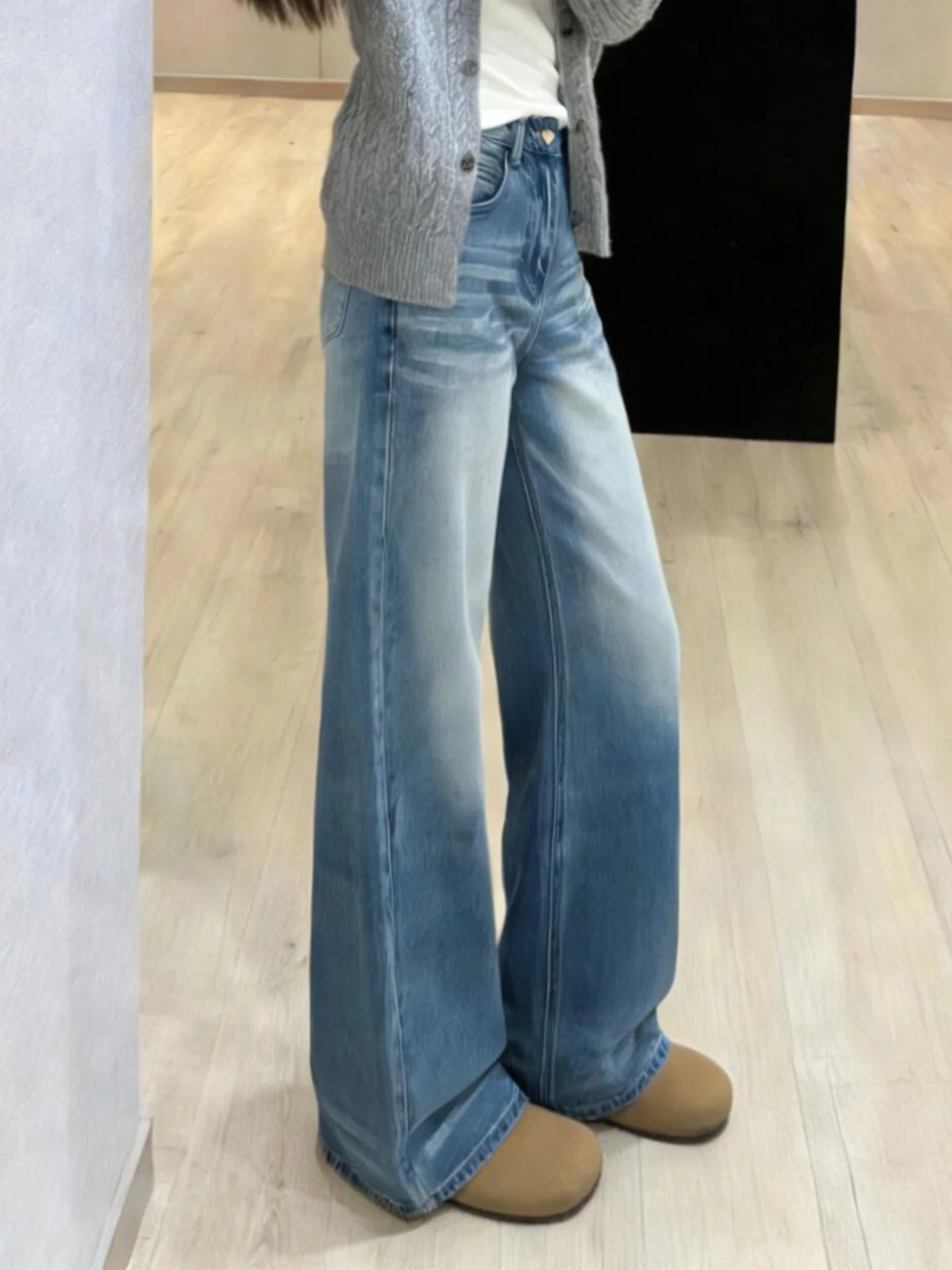 

plus Size High Waist Loose Fit Denim Jeans Women's Summer New Style Vintage BF Lazy Style Wide Leg Pants Slimming Effect