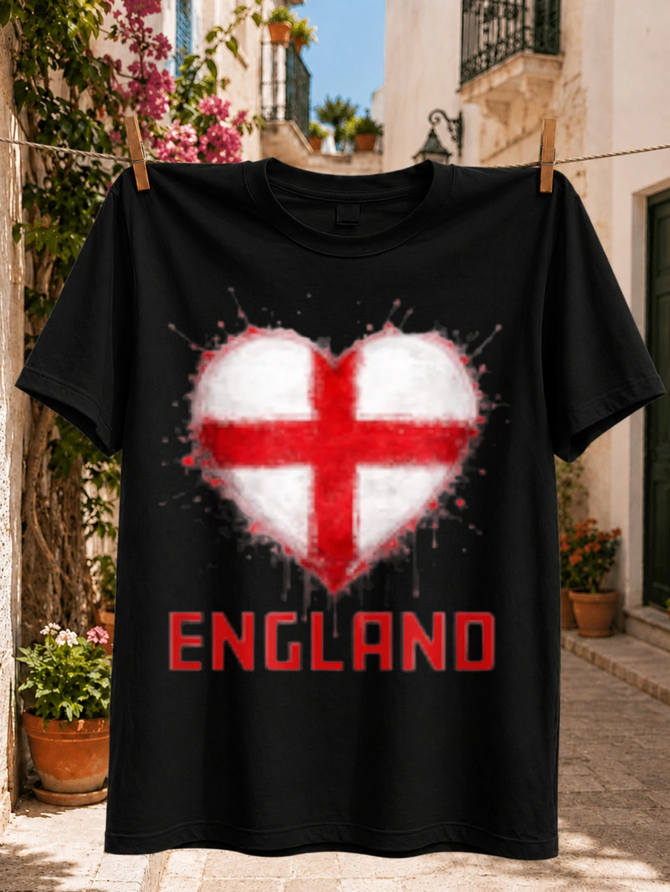 England Heart Graphic paint splash heart filled with the red and Saint George cross bold national  Unisex All T-Shirt