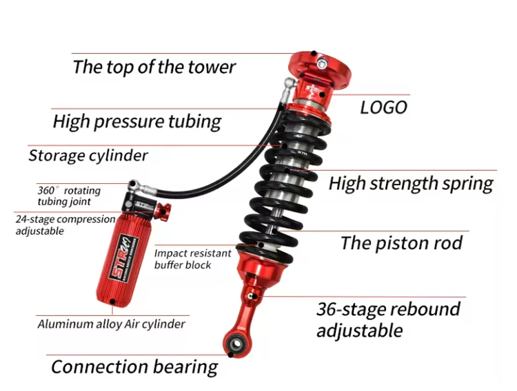 STR 4x4 Off Road Accessories Car Air Nitrogen Shock Absorber Adjustable For  Hilux Suspension Lift Kits