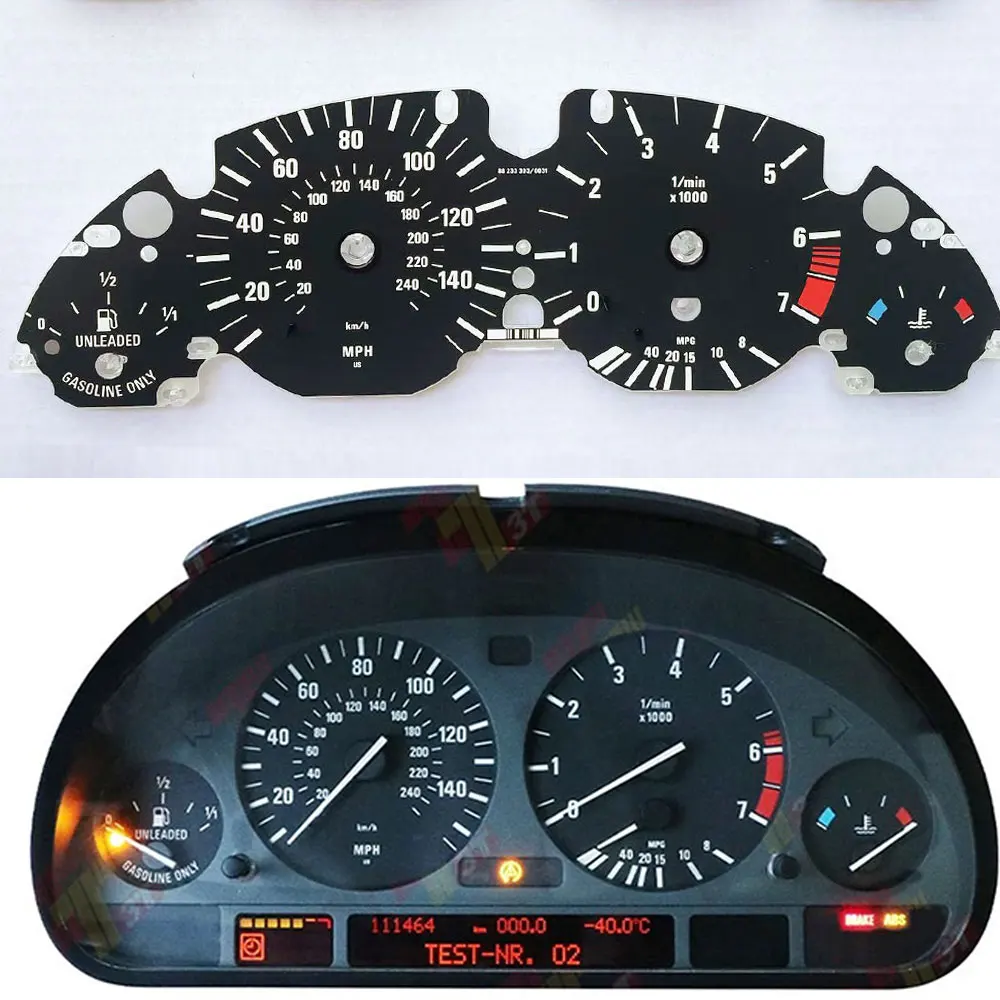 

Speedometer Dial Gauge Face Overlay for BMW E38 E39 E53 X5 Instrument Cluster 140MPH 240Km/H